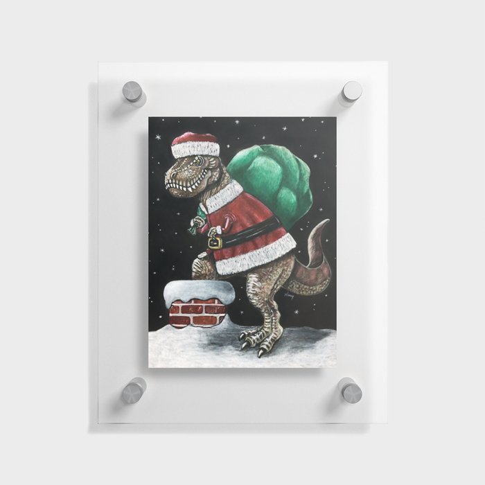 Santasaurus - Christmas T Rex dinosaur Floating Acrylic Print