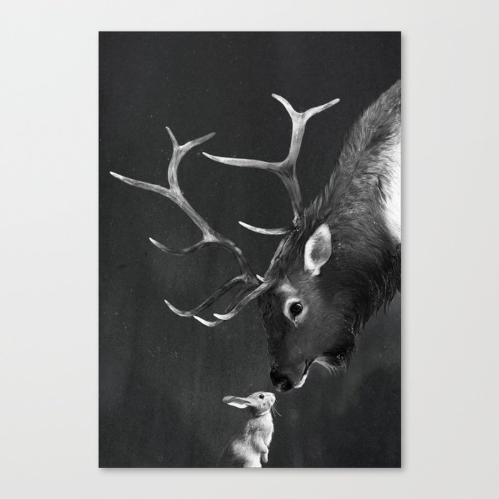 Elk and Rabbit Canvas Print