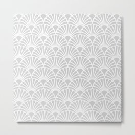 Art Deco Silver Grey & White Fan Pattern Metal Print