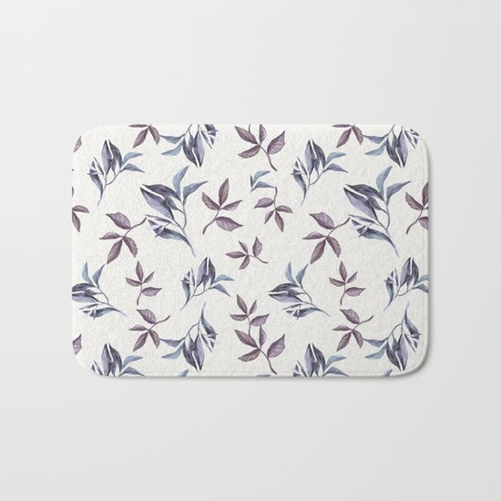Watercolor cold leaves pattern Bath Mat