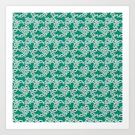 Ditsy Floral Pattern Pine Green Art Print