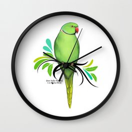 Green Indian Ringneck Parrot Wall Clock