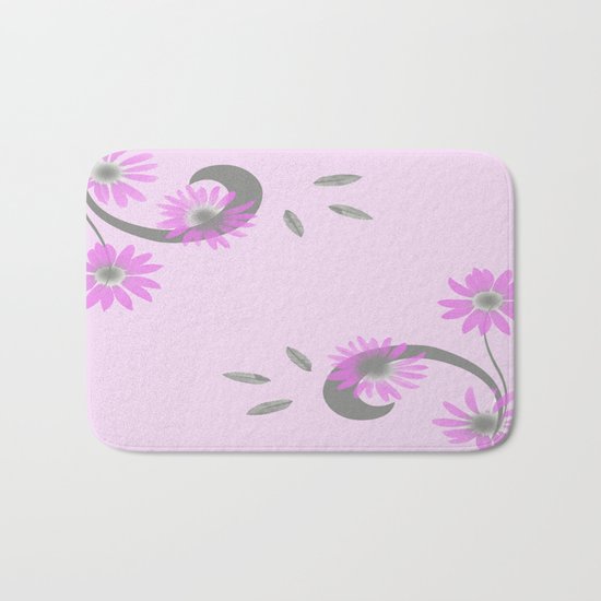 Floral Scroll Design - Pink Bath Mat