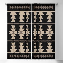 Southwestern Pattern 132 Black and Beige Blackout Curtain