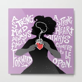 Strong Mind, Strong Heart Metal Print | Openmind, Heart, Openheart, Mind, Strongheart, Illustration, Strongmind, Stronggirl, Printmaking, Linocut 
