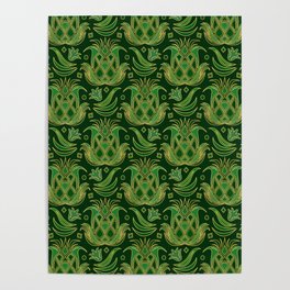 Luxe Pineapple // Art Deco Green Poster