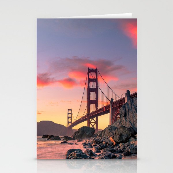 Sunset over the San Francisco Bridge (Color) Stationery Cards
