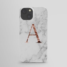 Monogram rose gold marble A iPhone Case