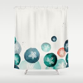 Cascading Watercolour Sand Dollars - Teal & Orange Shower Curtain