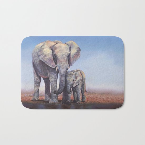 Elephants Mom Baby Bath Mat