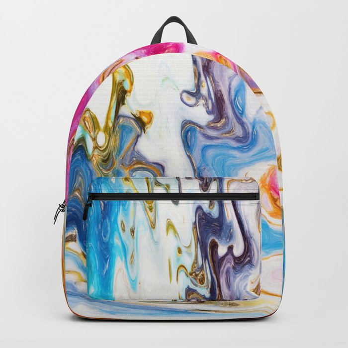 Colorful Fluid Acrylic Paint Pour Backpack