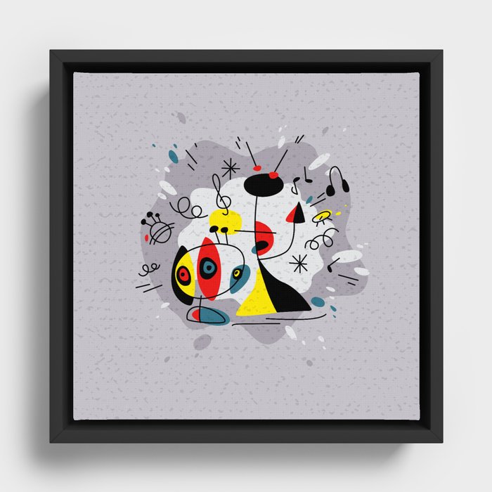 Music inspired by Joan Miro#illustration Framed Canvas