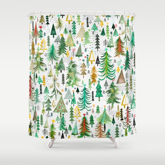 Christmas trees decorations Shower Curtain