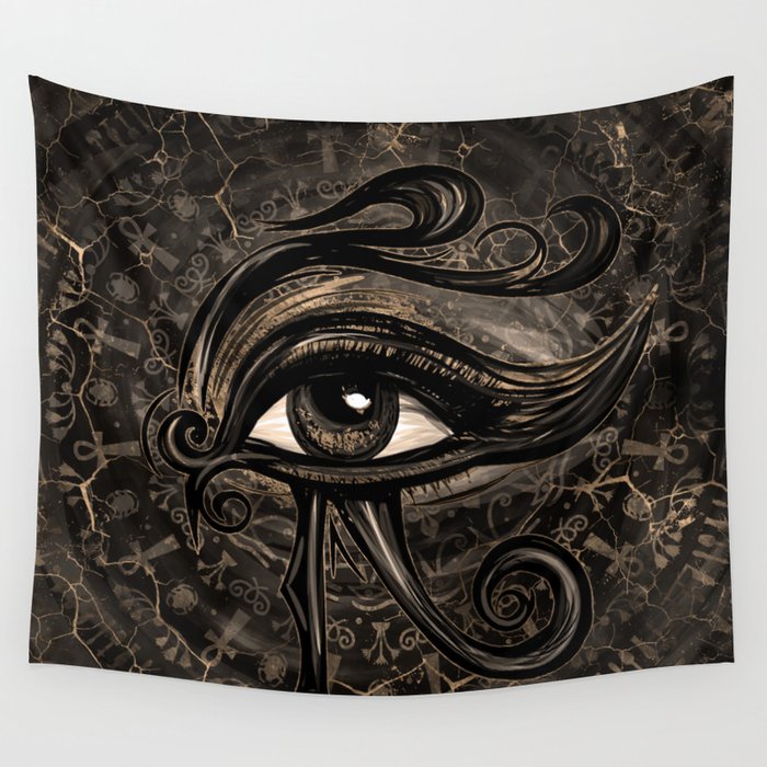 Egyptian Eye of Horus - Wadjet Digital Art Wall Tapestry
