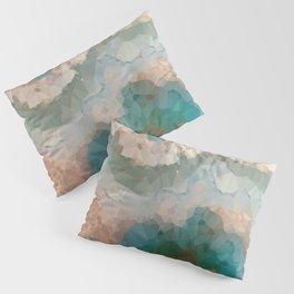 Turquoise Copper Agate Low Poly Geometric Triangles Pillow Sham