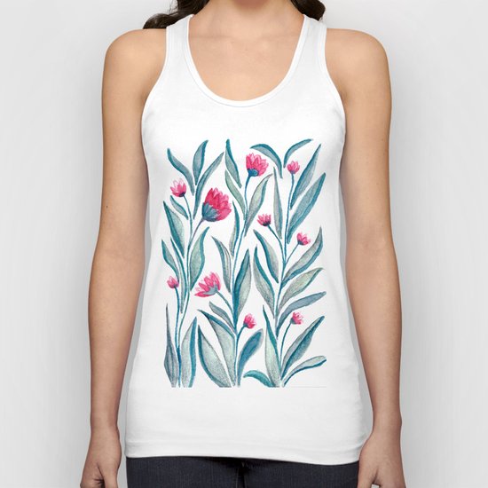 Watercolor Flowers Unisex Tank Top