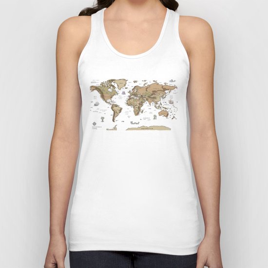 World Treasure Map Unisex Tank Top