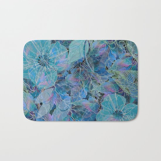 Blue-blue and Some Pink Blob Bath Mat
