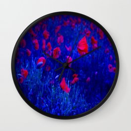 Red in Blue Wall Clock
