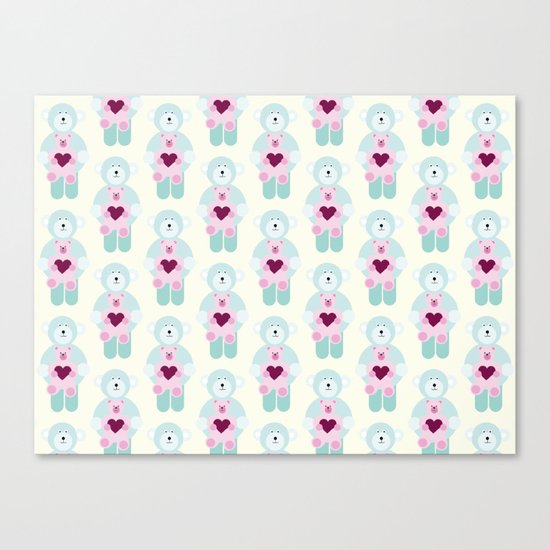 Hearts and bears Canvas Print