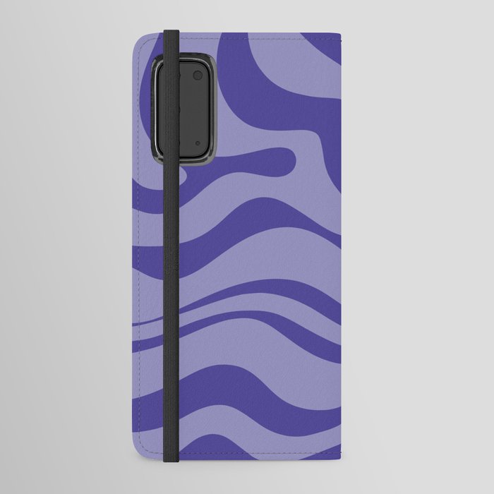 Modern Retro Liquid Swirl Abstract Pattern Purple on Purple  Android Wallet Case