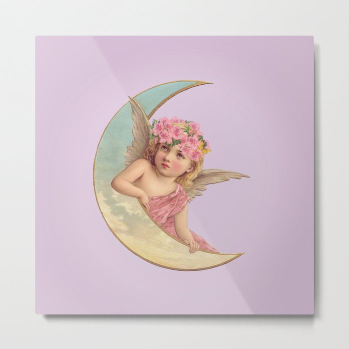 Victorian Moon Angel Metal Print