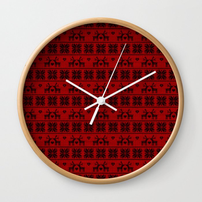 Antiallergenic Hand Knitted Red Winter Wool Pattern - Mix & Match with Simplicty of life Wall Clock
