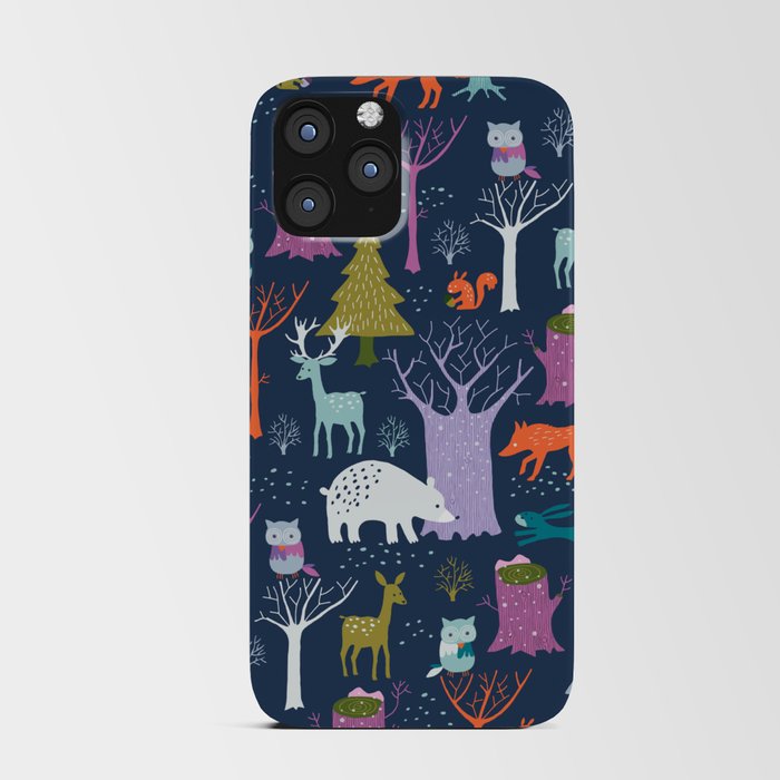 winter woodland animals iPhone Card Case