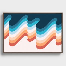 Colorful Wave Ripples Abstract Nature Art In Modern Contemporary Color Palette Framed Canvas