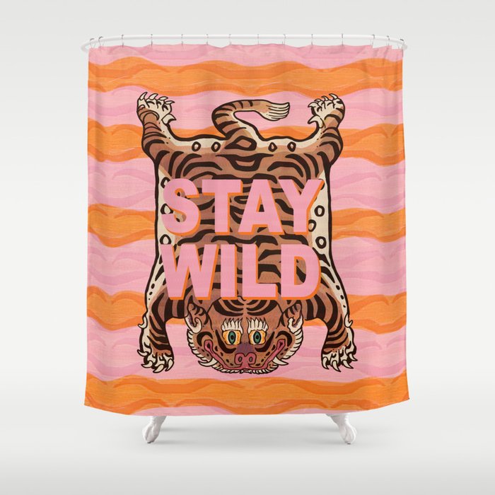 Tibetan Tiger // Stay Wild Color Wave Shower Curtain