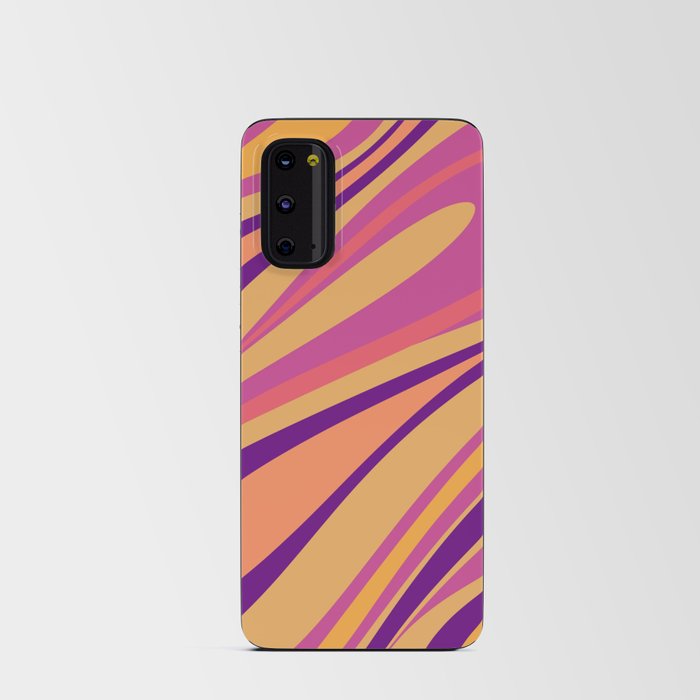 Fluid Vibes Retro Aesthetic Swirl Abstract Purple Magenta Mustard Orange Android Card Case