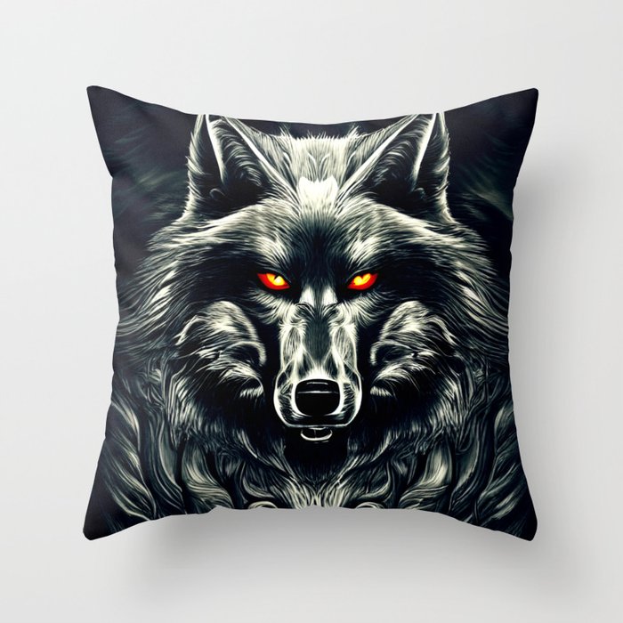 Black Shadow Wolf Fenrir Throw Pillow