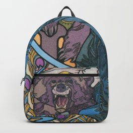 Woman With Bear Light Blue - Alphonse Mucha (Reproduction)  Backpack