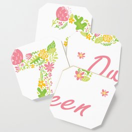 37th Birthday Queen 37 Years Old Woman Floral B-day Theme design Coaster
