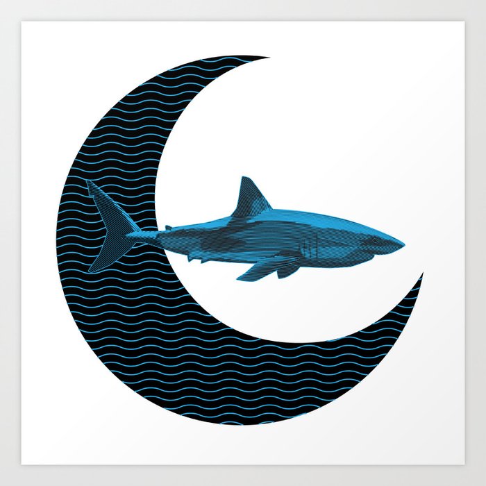 Shark Side of the Moon Art Print