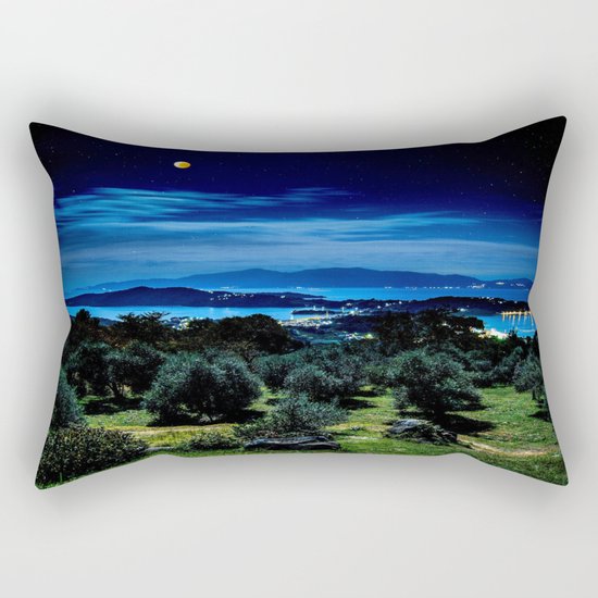 Night Sky By The Water Landscape Rectangular Pillow