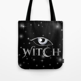 New World Order silver witch eyes with crescent moon	 Tote Bag