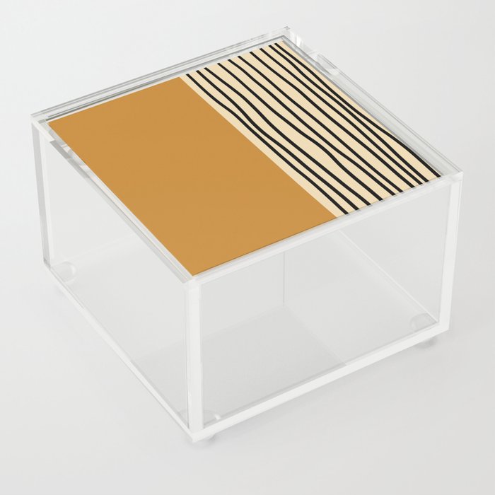 Abstract mid century modern minimalist stripes- mustard yellow Acrylic Box