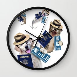 Cats Dogs Tourist Cat Dog Funny Wall Clock