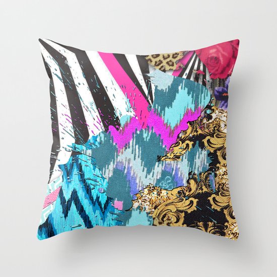 Fashion | Chic aztec pink teal zebra stripes leopard pattern Throw Pillow
