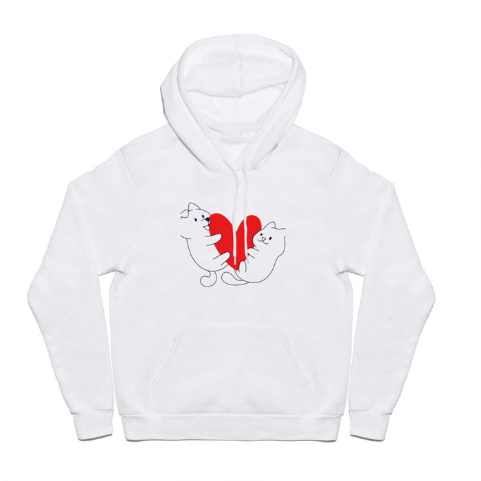 Cat and dog hugging heart Hoody