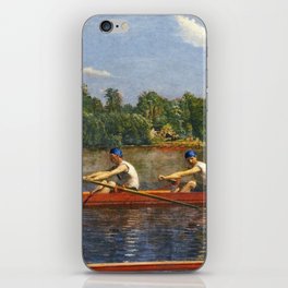 Boston's Head of the Charles River Regatta crew rowing sculling Biglin Brothers racing boats landscape masterpiece by Thomas Eakins Boston's Head of the Charles Regatta iPhone Skin