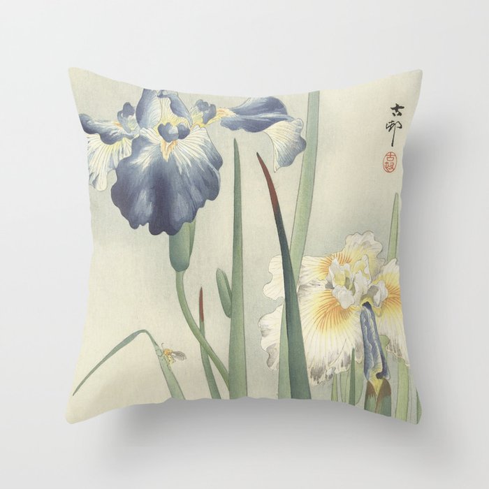 Irises - Ohara Koson (1900 - 1936) Throw Pillow