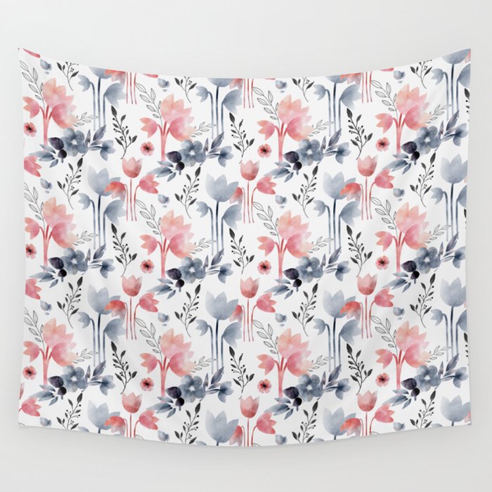 Pretty Floral Whimsical Pattern Wall Tapestry