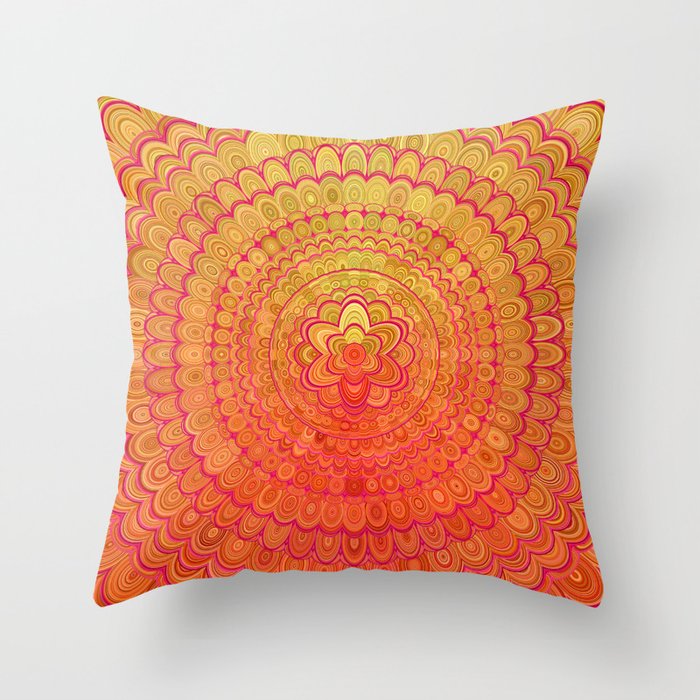 Aztec Flower Mandala Throw Pillow