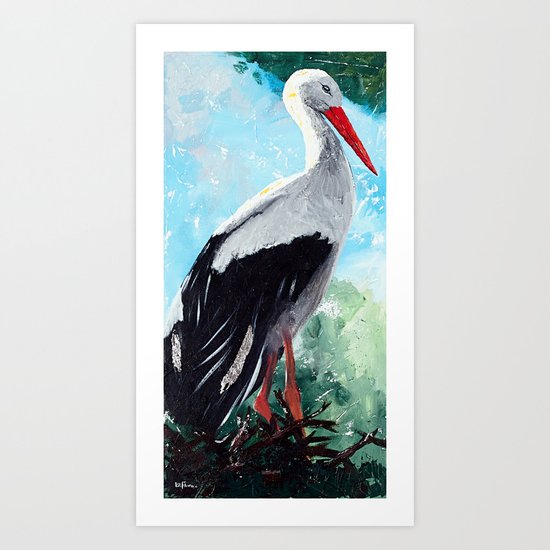 Animal - The beautiful stork - by LiliFlore Art Print