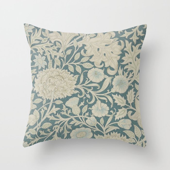 William Morris Double Bough Slate Blue Throw Pillow
