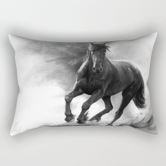 Horse in Storm - GRAPHITE DRAWING Rectangular Pillow
