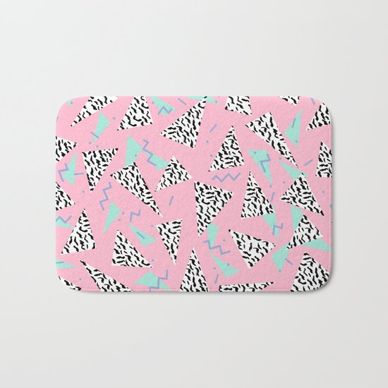 Geometric Minimal pastel modern pattern design triangle memphis basic nursery decor Bath Mat