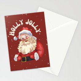 Holly Jolly Retro Santa Claus Stationery Cards